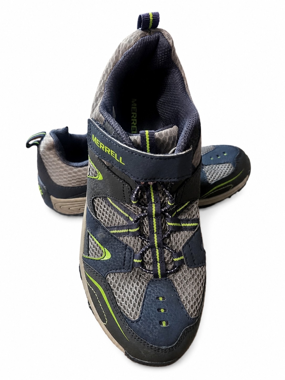 Merrell Kids Navy, Gray and Lime Trail Sneakers